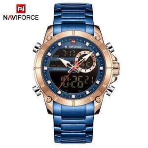 Naviforce Dual Display Watch in Stainless Steel For Men